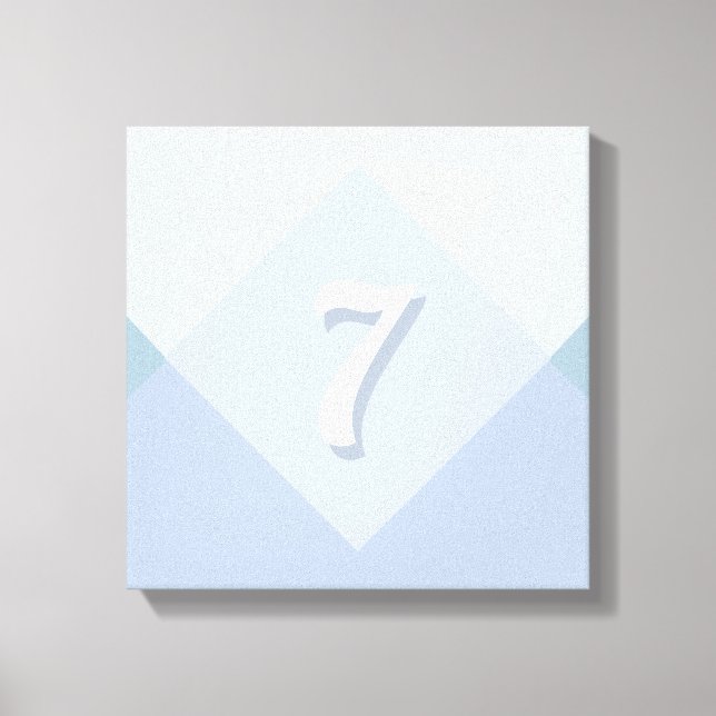 Impressão Em Tela Sete Editáveis em Design Abstrato Azul Prata (Frente)