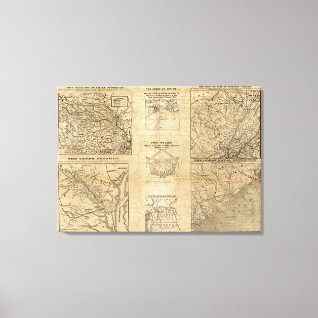 Impressão Em Tela Sete mapas do New York Herald (Frente)