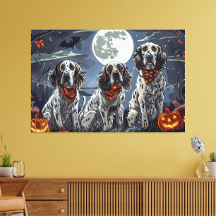 Impressão Em Tela Setter Inglês Halloween Assustador