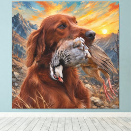 Impressão Em Tela Setter Irlandês com Perdiz Chukar, Arte