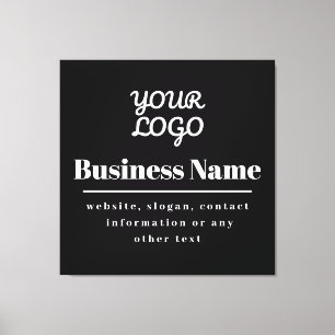 Impressão Em Tela Seu Logo Retro-Moderno Preto e Branco