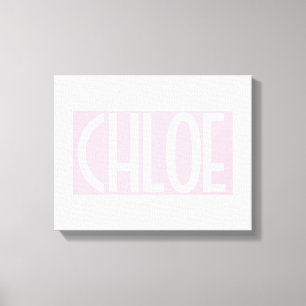 Impressão Em Tela Seu Nome Texto Branco em Negrito sobre Rosa Clar