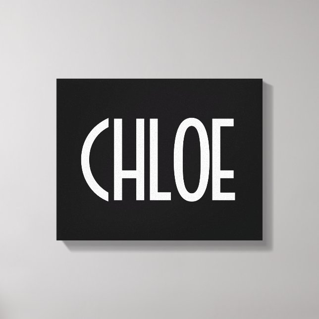 Impressão Em Tela Seu Nome, Texto Branco Negrito | Preto (Frente)