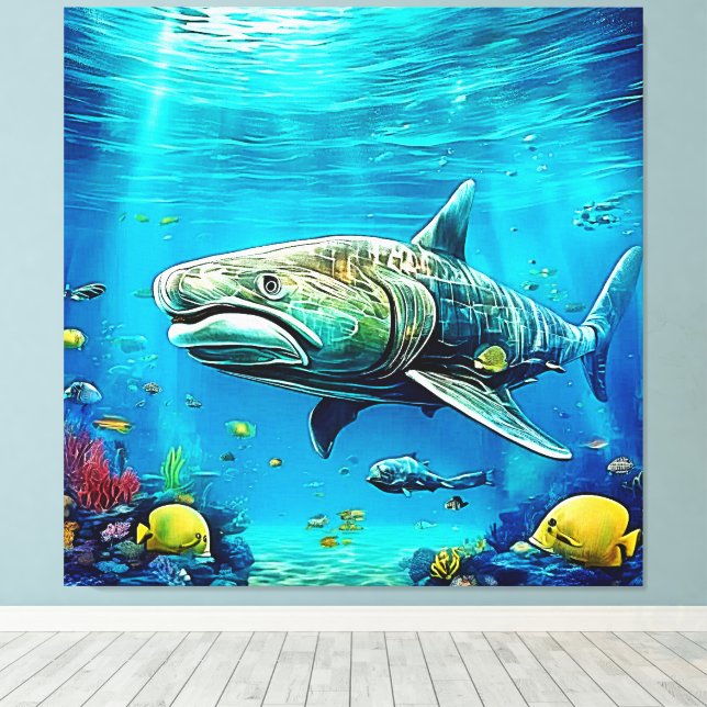 Impressão Em Tela Shark Ocean Predator Art (Insitu(piso de madeira))