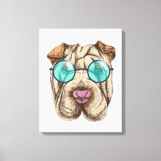 Impressão Em Tela Sharpei Nos Óculos De Sol (Frente)