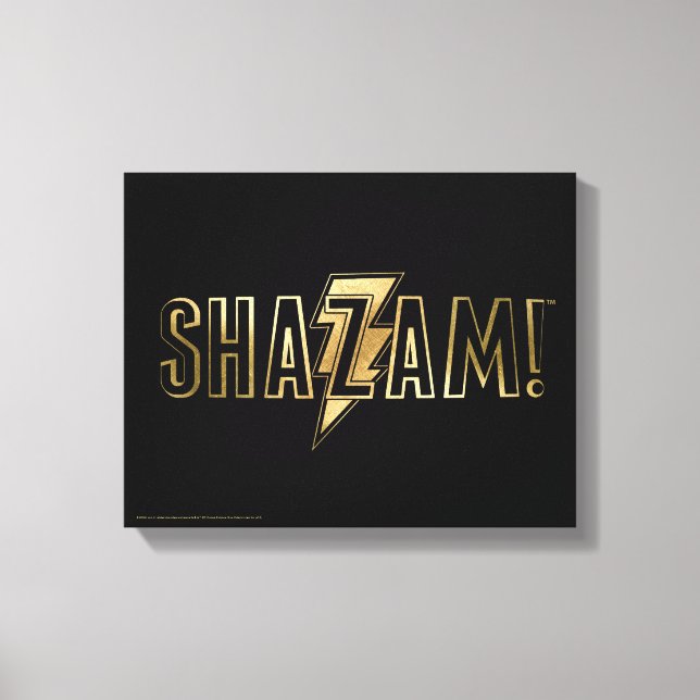 Impressão Em Tela SHAZAM! | Logotipo Dourado (Frente)