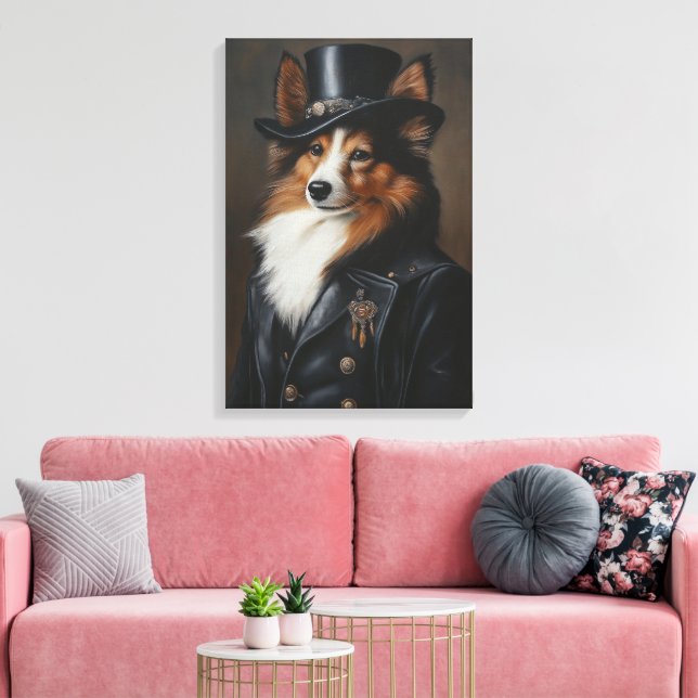 Impressão Em Tela Sheepdog Shetland sofisticado | Sheltie (Insitu(Sala de estar))