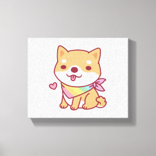 Impressão Em Tela Shiba Bonita Inu Com O Arco-Íris Pet Bandana