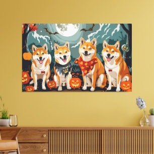 Impressão Em Tela Shiba Inu Halloween Assustador