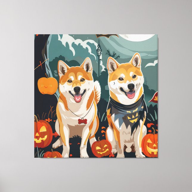 Impressão Em Tela Shiba Inu Halloween Spooky (Frente)