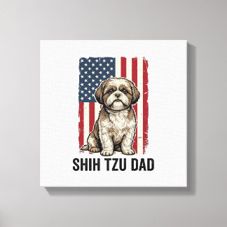 Impressão Em Tela Shih Tzu Dad Patriotic Vintage Dog Shirt Design_1