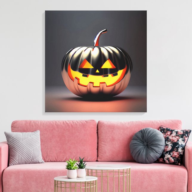 Impressão Em Tela Shiny Pumpkin Halloween (Insitu(Sala de estar))