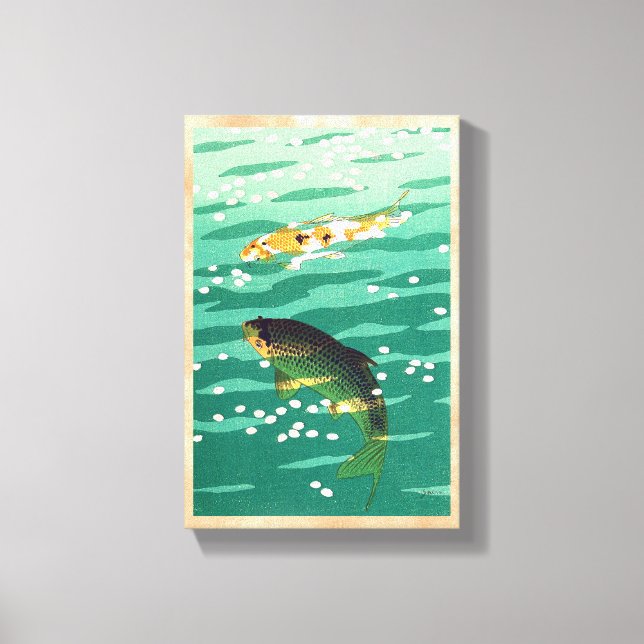 Impressão Em Tela Shiro Kasamatsu Karp Koi Peixe Arte japonesa (Frente)