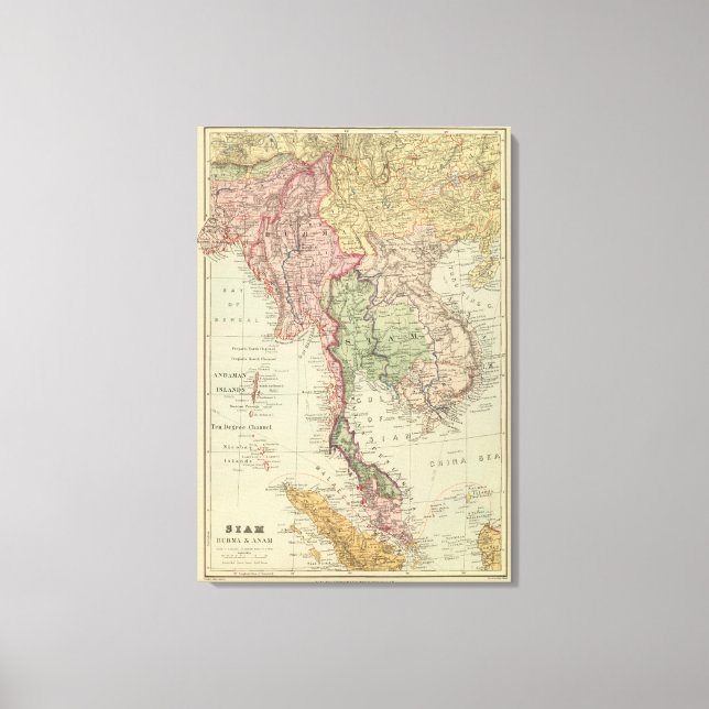 Impressão Em Tela Sião, Birmânia e Anam (Frente)