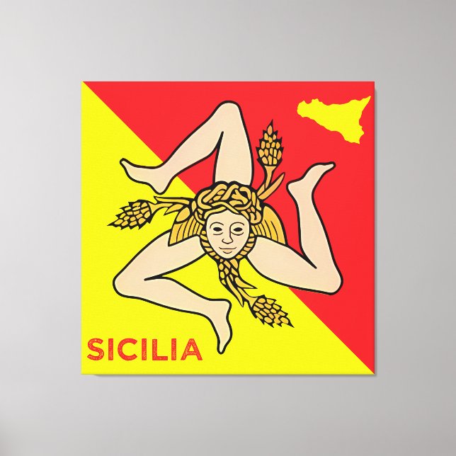 Impressão Em Tela Sicilia Sicilian Flag of Sicily Trinacria Pillow (Frente)
