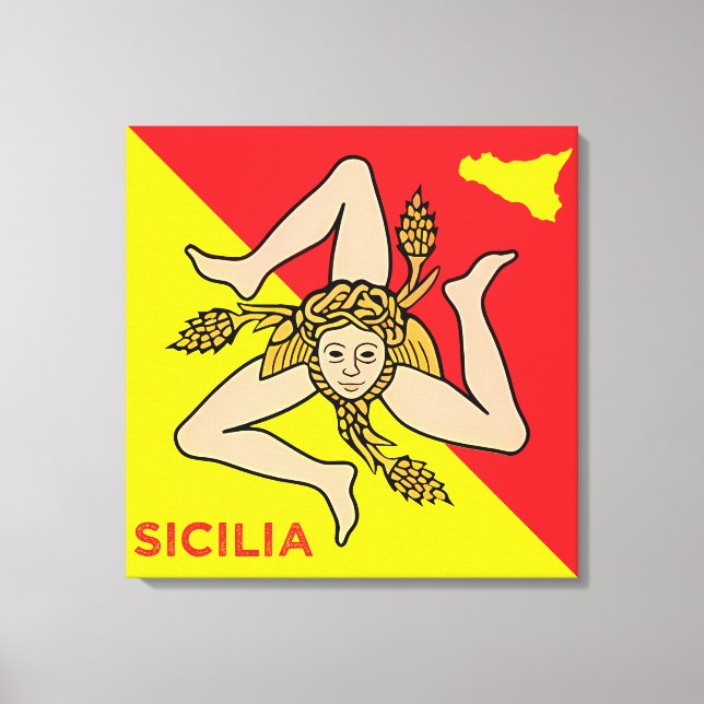 Impressão Em Tela Sicilia Sicilian Flag of Sicily Trinacria Pillow (Frente)