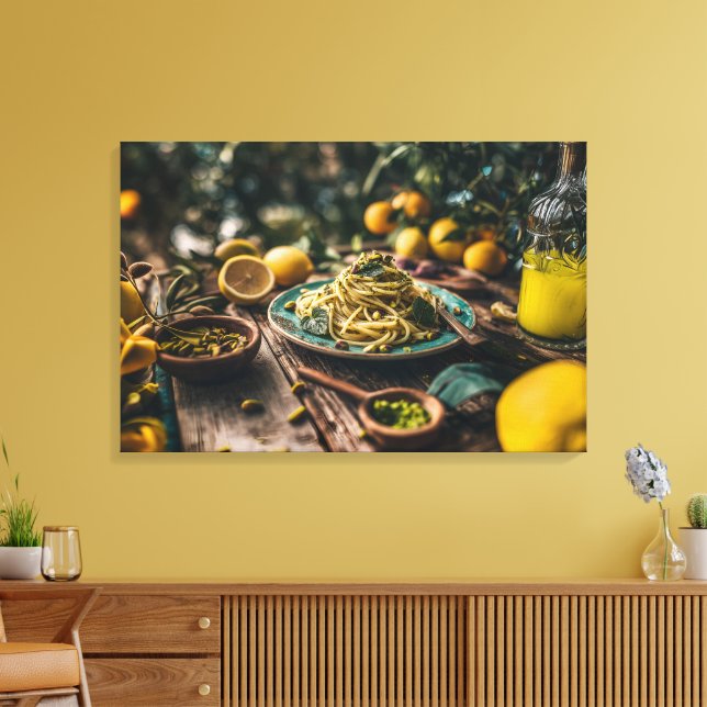 Impressão Em Tela Siciliano Pistachio Pesto Spaghetti em Orchard (Insitu(Sala de estar))