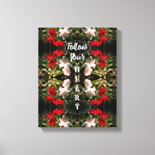 Impressão Em Tela Siga seu Abstrato de Rosa cardíaco Inspiracional