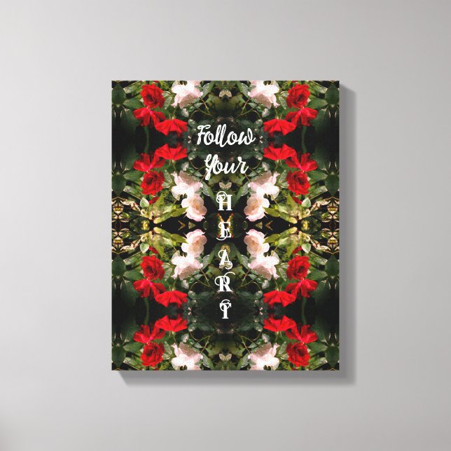 Impressão Em Tela Siga seu Abstrato de Rosa cardíaco Inspiracional (Frente)