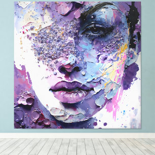 Impressão Em Tela "Silêncio Cristalino" - Um Retrato Roxo