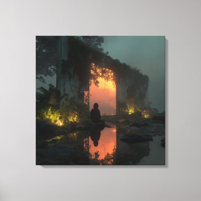 Impressão Em Tela Silhouette Before Fiery Ruin Sunset (Frente)