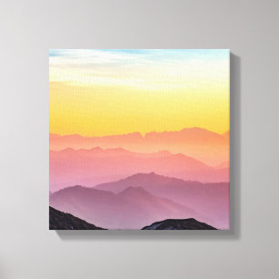 Impressão Em Tela Silhueta das montanhas na tela Sunset