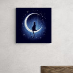 Impressão Em Tela Silhueta de gato balançando da lua crescente<br><div class="desc">61 cm x 61 cm (24" x 24") Bonita tela de gato. Isto veio de um lugar arcaico que é duro de descrever em palavras. Eu adoro silhuetas de gatos e frequentemente os enho em meus designs. O gato na lua não é algo visto na vida real, mas algo sobre...</div>