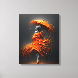 Impressão Em Tela Silhueta de Guarda-chuva Laranja Impasto