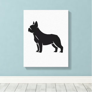 Impressão Em Tela Silhueta de Tecido de Bulldog Francês Preto Minima