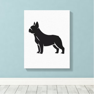 Impressão Em Tela Silhueta de Tecido de Bulldog Francês Preto Minima