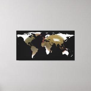 Impressão Em Tela Silhueta do mapa do mundo - azeitonas de Martini
