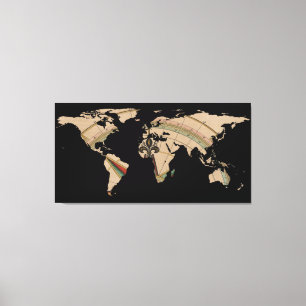 Impressão Em Tela Silhueta do mapa do mundo - rosa de compasso