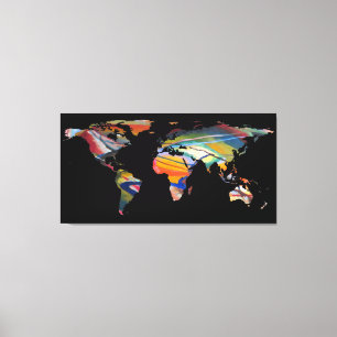 Impressão Em Tela Silhueta do mapa do mundo - um mundo abstrato