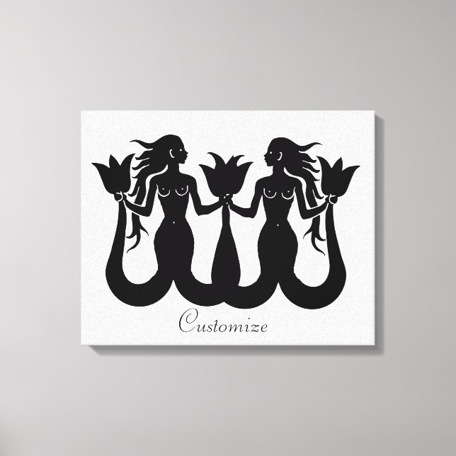 Impressão Em Tela Silhueta Sereia de Duas Caudas Thunder_Cove (Frente)