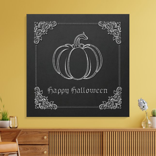 Impressão Em Tela Silver Pumpkin Halloween (Insitu(Sala de estar))