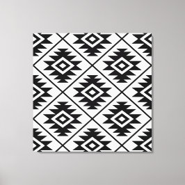 Impressão Em Tela Símbolo asteca Estilizado Grande Ptn Preto em Bran