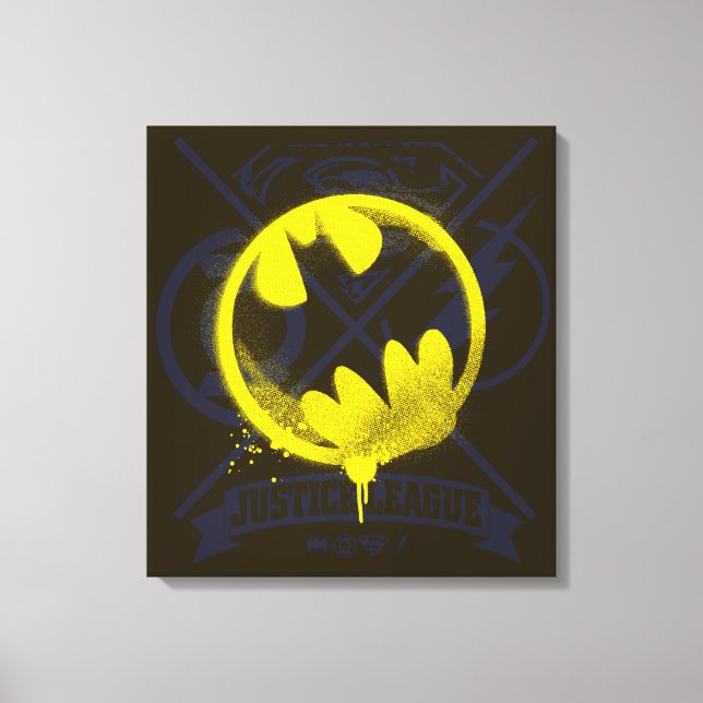 Impressão Em Tela Símbolo Bat Marcado na Liga da Justiça (Frente)