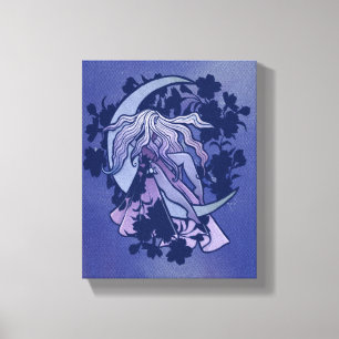 Impressão Em Tela Símbolo da Lua Roxa Deusa Wiccan Triple Moon