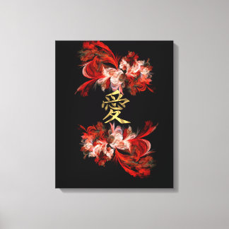 Impressão Em Tela Símbolo de amor chinês em fractal vermelho