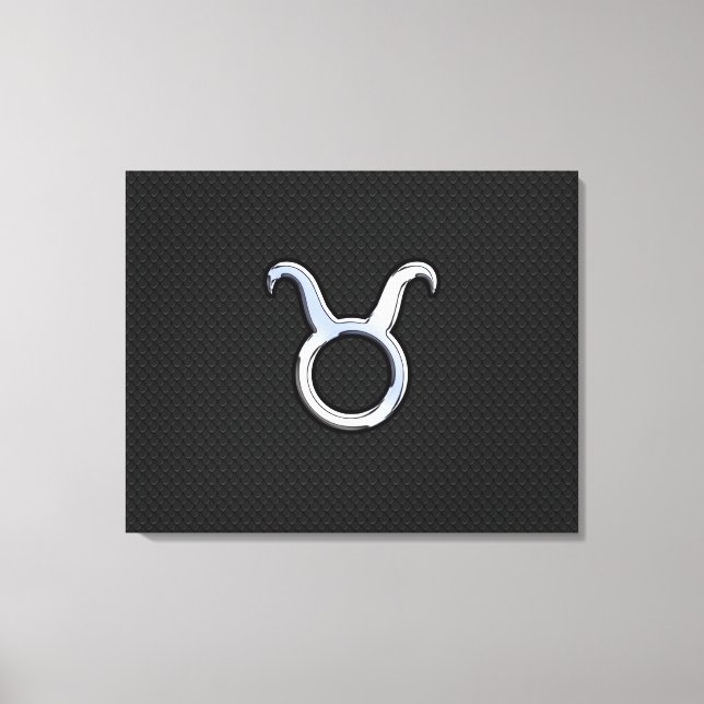 Impressão Em Tela Símbolo De Cromo Silver Como Taurus Zodiac (Frente)