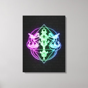 Impressão Em Tela Símbolo de Neon Libra - Ideias Perfeitas De Presen