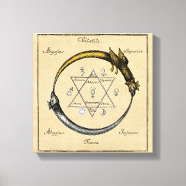 Impressão Em Tela Símbolo de Ouroboros Dourado e prateado