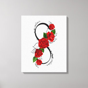 Impressão Em Tela Símbolo Infinity com Rosa vermelha