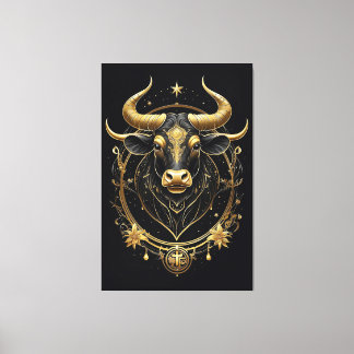 Impressão Em Tela Símbolo Ouro Incrível Taurus Zodiac