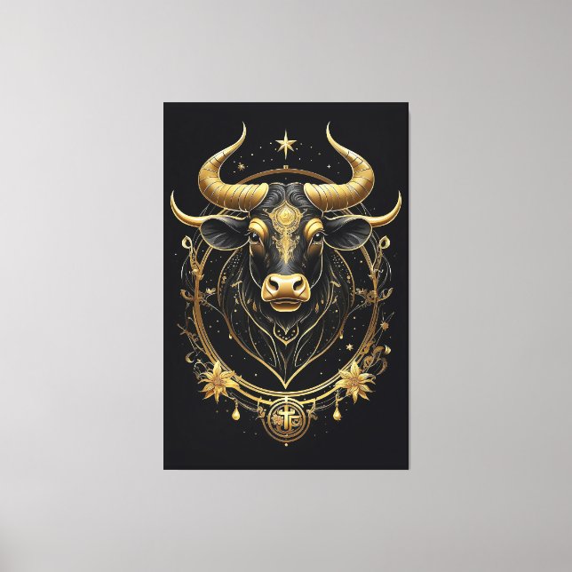 Impressão Em Tela Símbolo Ouro Incrível Taurus Zodiac (Frente)