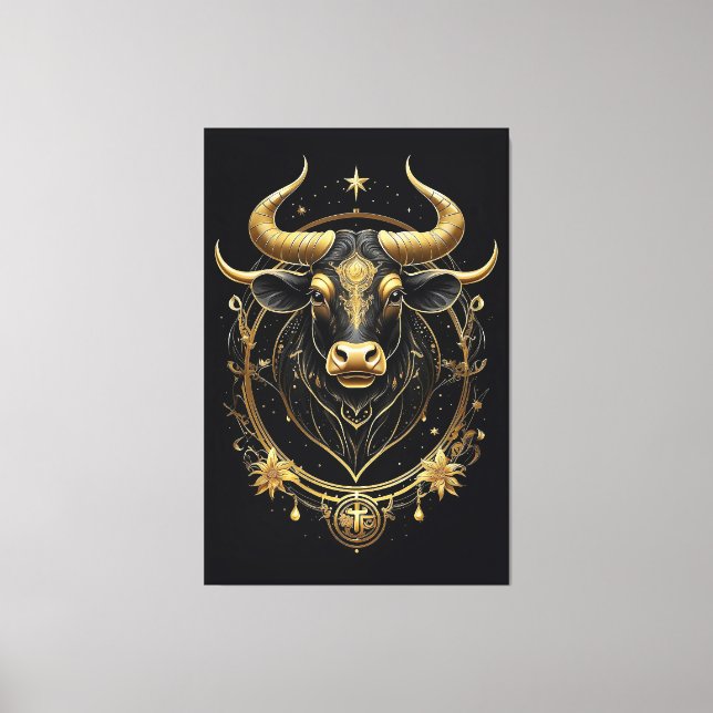 Impressão Em Tela Símbolo Ouro Incrível Taurus Zodiac (Frente)