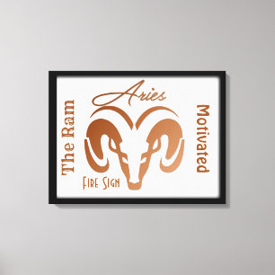 Impressão Em Tela Símbolo Zodiac - Bronze Aries - Framboçado