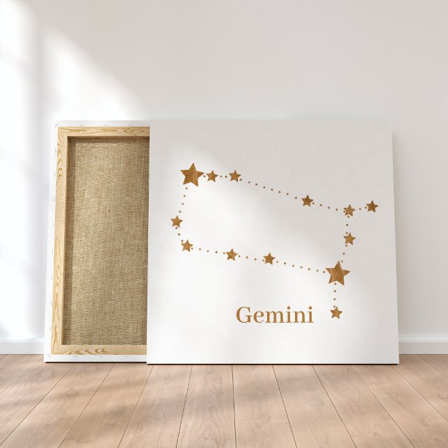 Impressão Em Tela Símbolo Zodiac Moderno Gemini Dourado | Ar de elem (Criador carregado)