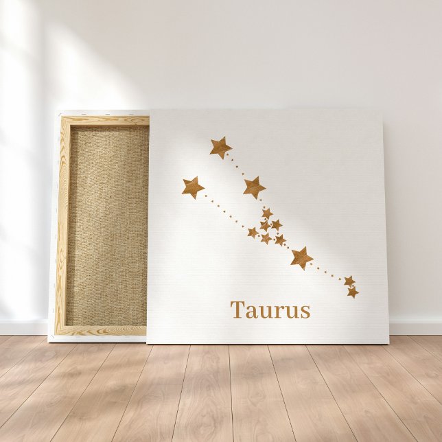 Impressão Em Tela Símbolo Zodiac Moderno Taurus Dourado | Elemento T (Criador carregado)