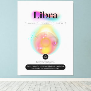 Impressão Em Tela Símbolo Zodiano Moderno Libra Cita Elemento Aéreo